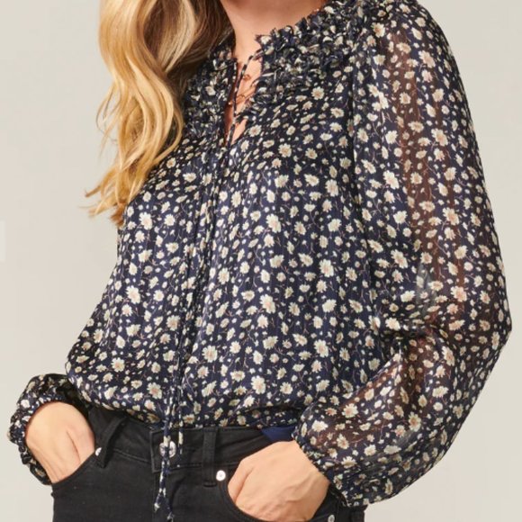 Maggie Floral Front Tie Blouse - Greylin - Picture 4 of 5